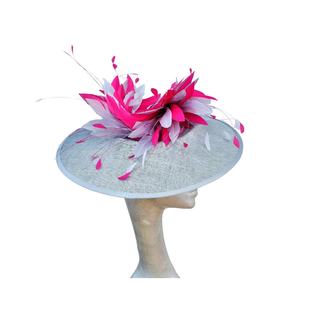 Finesse... Medium Oval Metallic Silver & Fuchsia hatinator