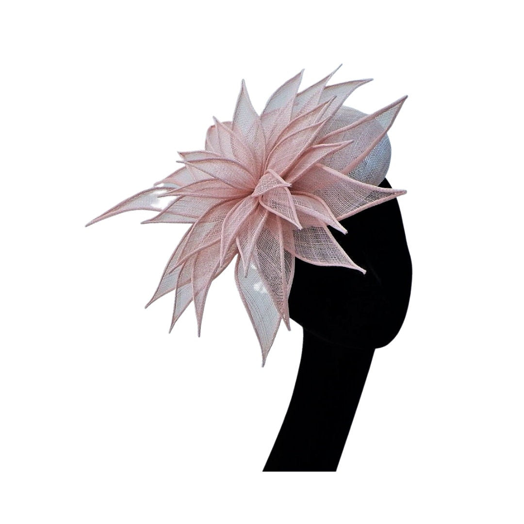 Hampton - Button Pillbox with a large sinamay flower Cocktail hat/Fascinator