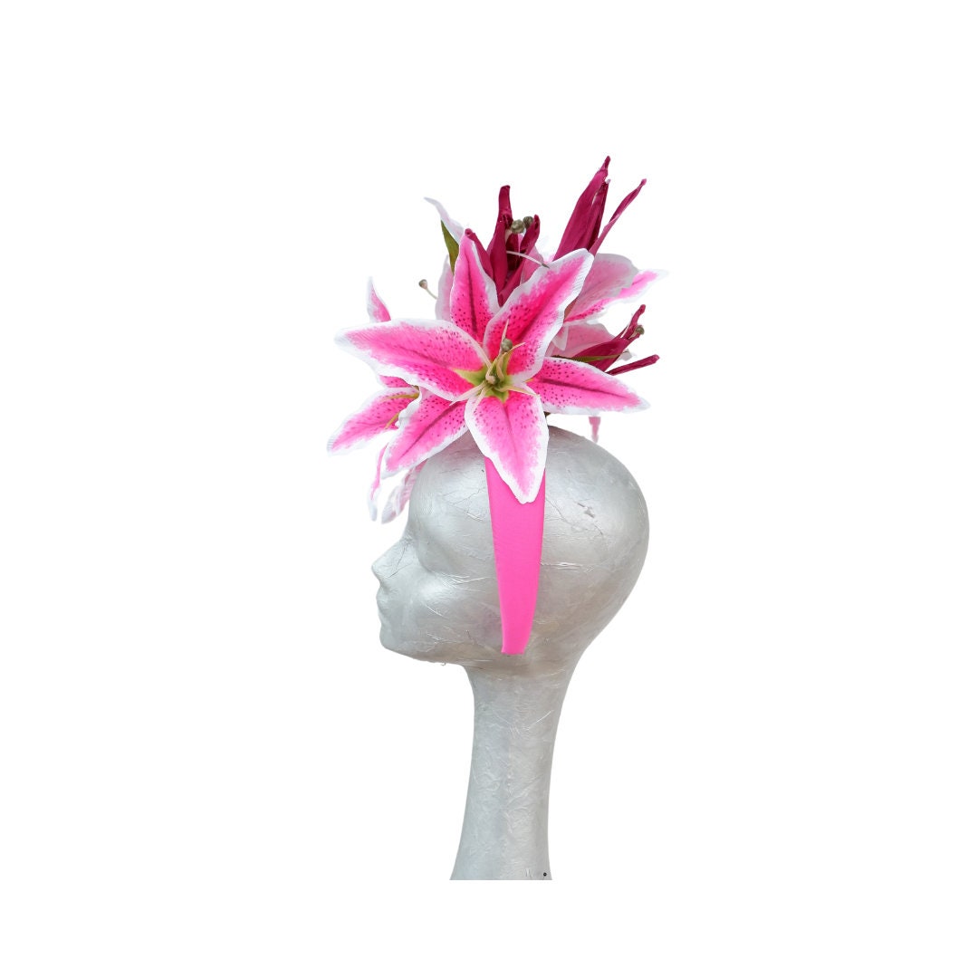 Stargazer- Pink & white Lily Headband Fascinator