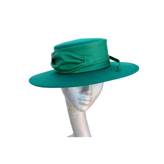 Arlo - Emerald Green Felt high crown Boater