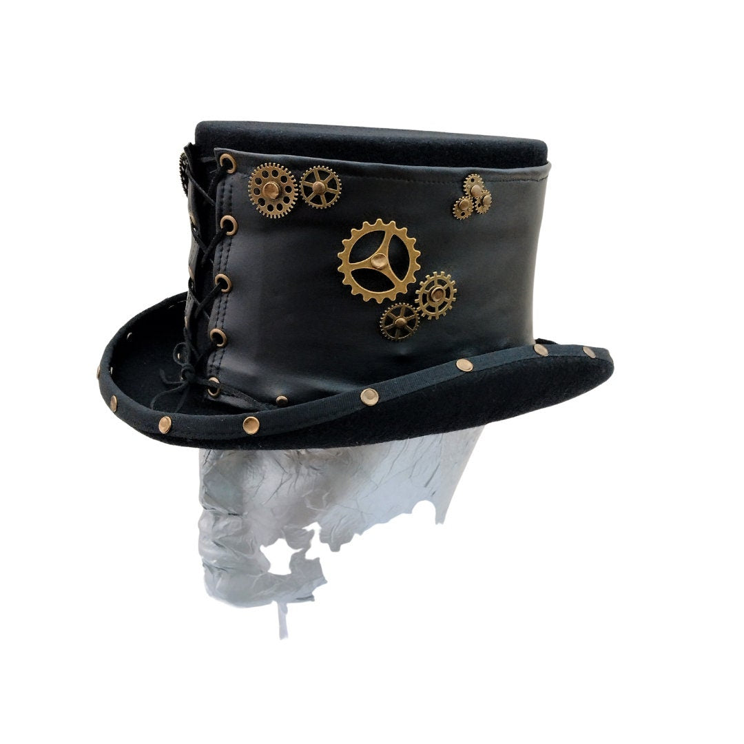 Black & Burnished Gold Steampunk Top Hat By Hats2go