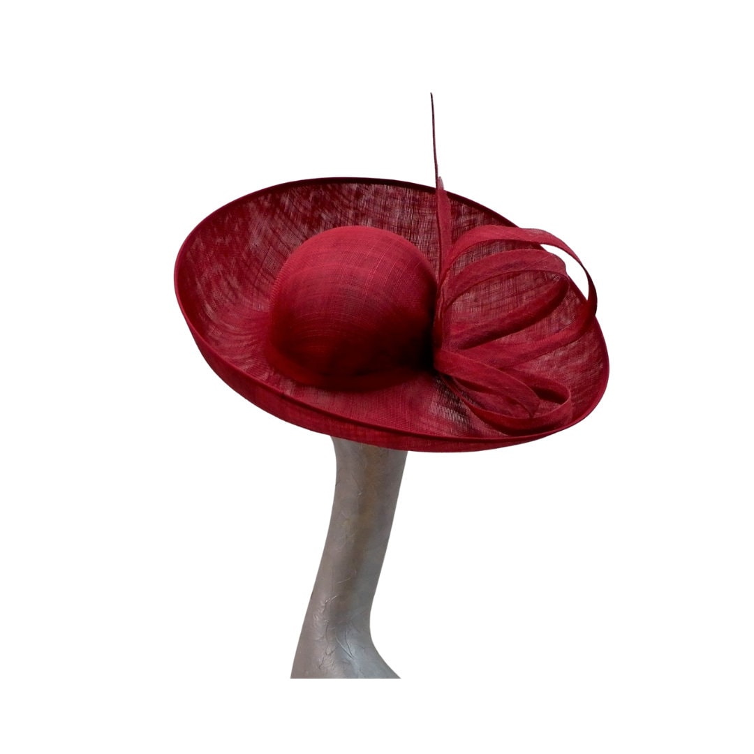 Large upturned feature hat in Cherry/Crimson red by Hats2go Made to order - Also available i over 50 colours
