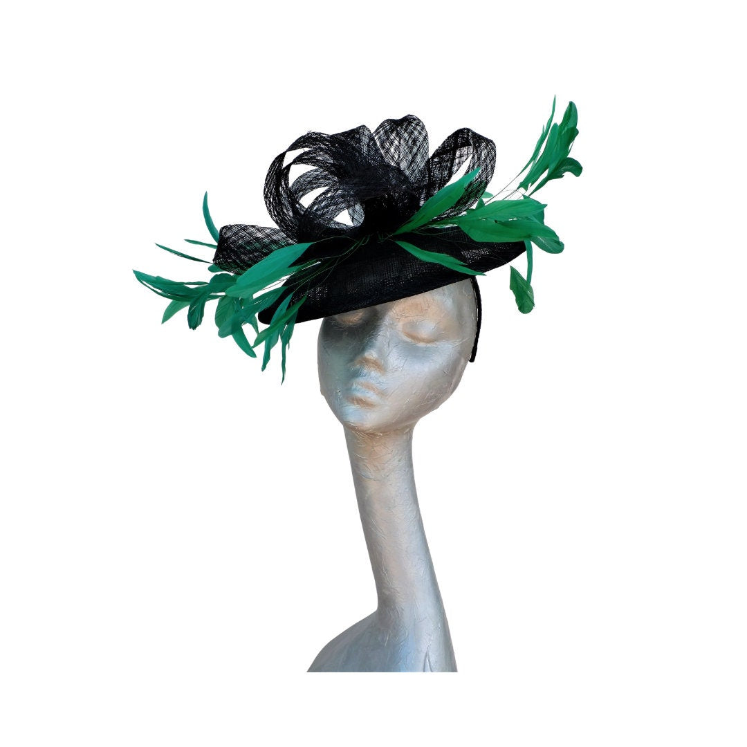 Francesca -  Black & Emerald Green saucer hatinator