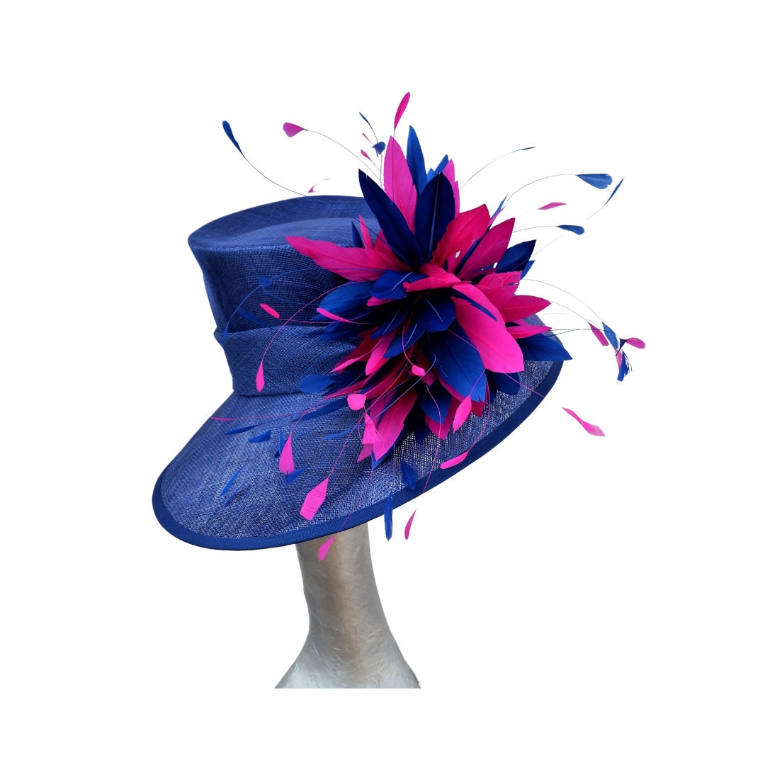 Sherry- Sapphire blue & Cerise pink hat
