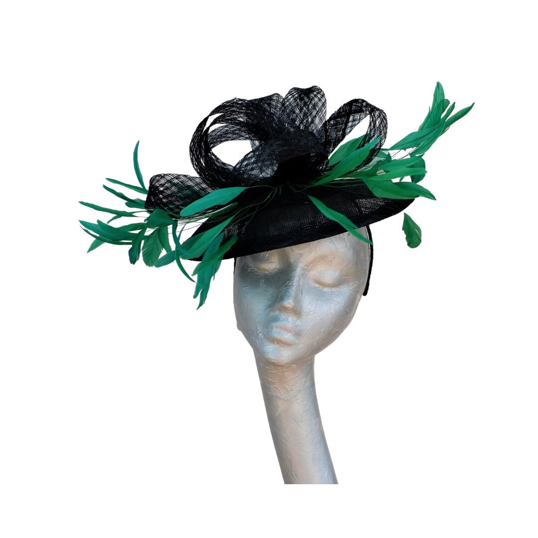 Francesca -  Black & Emerald Green saucer hatinator