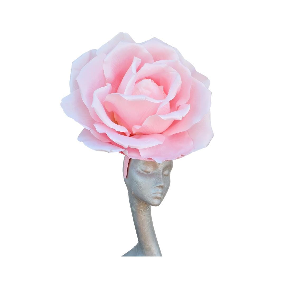 Lizzy - Giant oversized 50cm Ivory rose fascinator with Ivory Bow