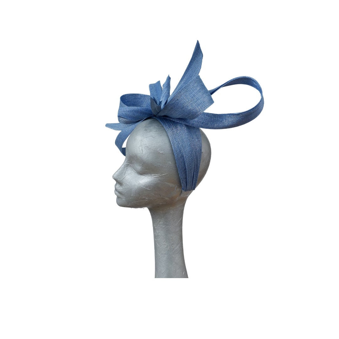 Ivy - Powder blue & silver Silk Abaca Fascinator