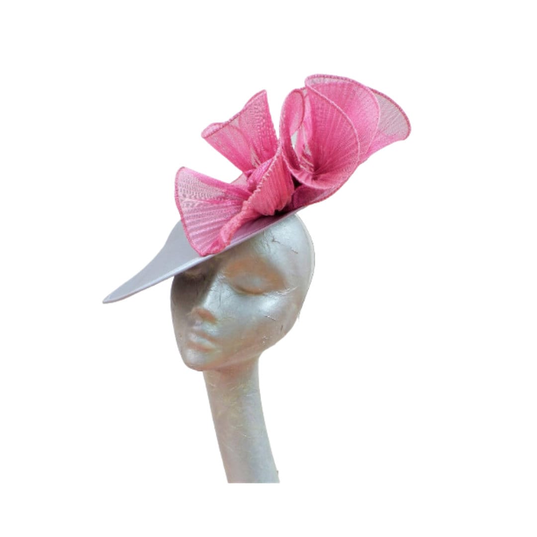 Penelope - Silver Grey Silk saucer with Dusky Pink Metallic Pleated fabric