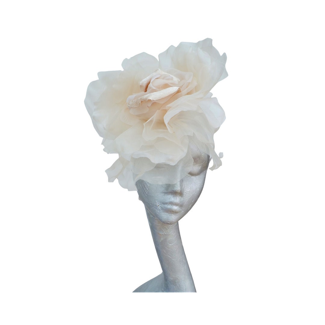 Ava-- Pale Honey silk organza 12" Rose  fascinator