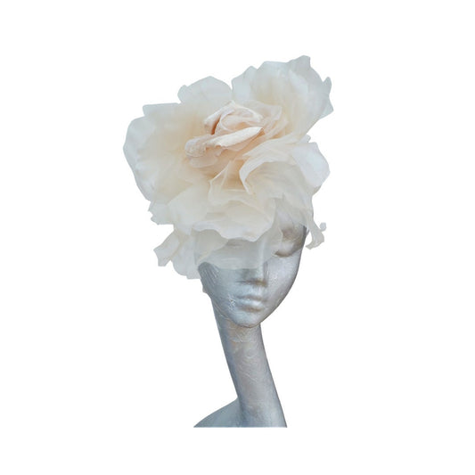 Ava-- Pale Honey silk organza 12" Rose  fascinator