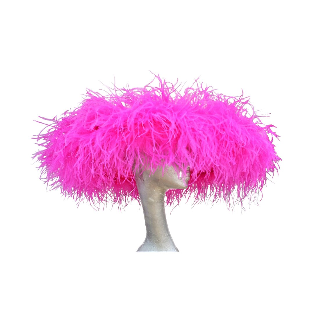 Emma - Extra large Hat with Ostrich feather boa in Two tone Fuchsia & Cyclamen