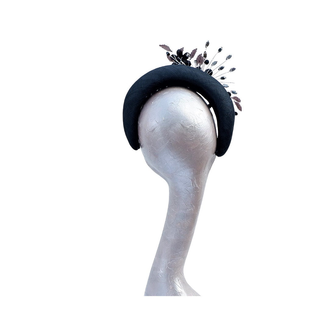 Bejewelled - Black Jewelled Halo Fascinator by Hats2go
