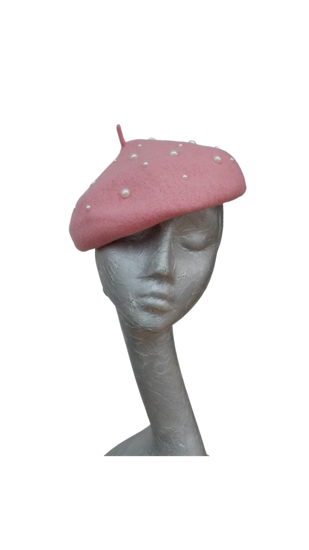 Nancy - Wool Beret with Pearl detail