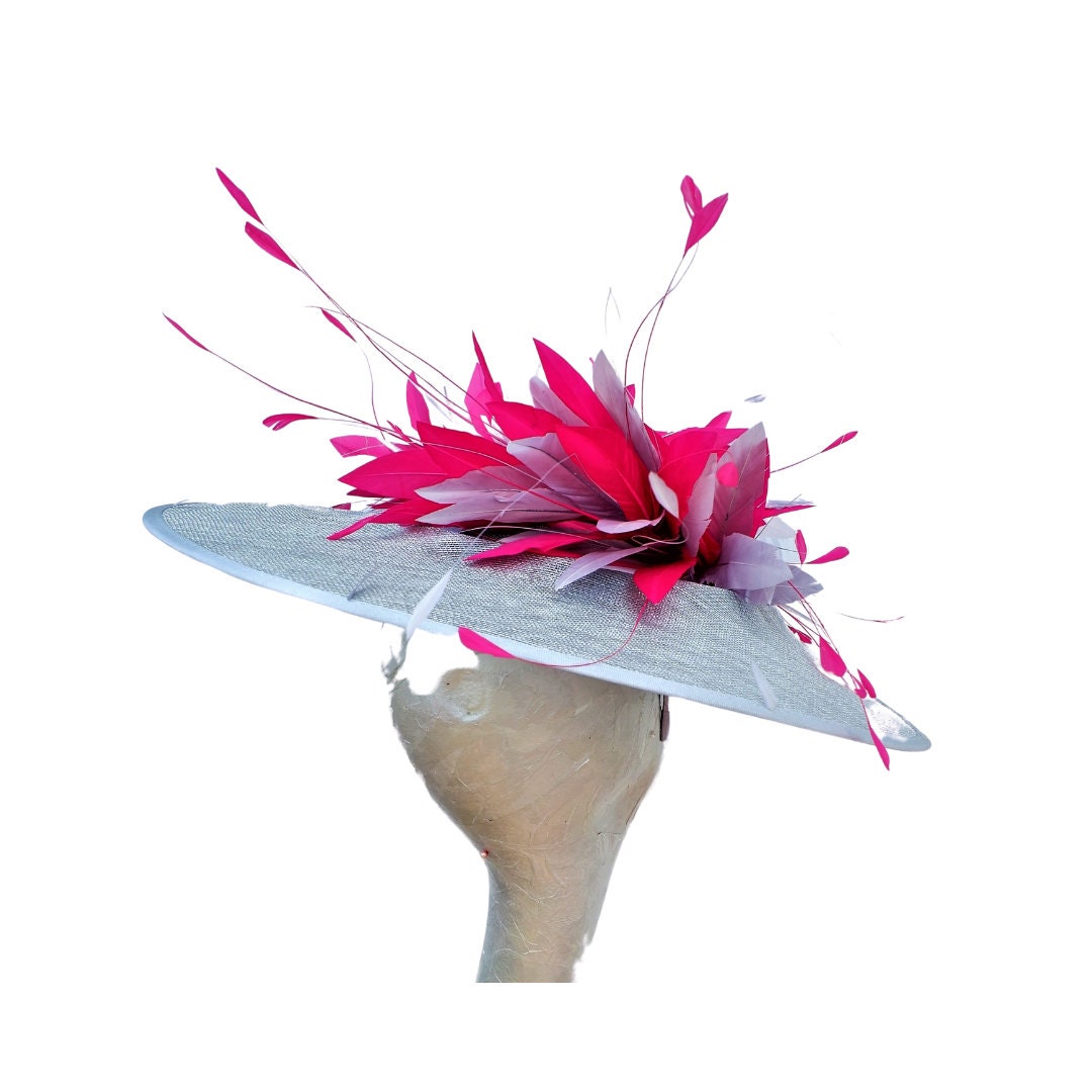 Finesse... Medium Oval Metallic Silver & Fuchsia hatinator