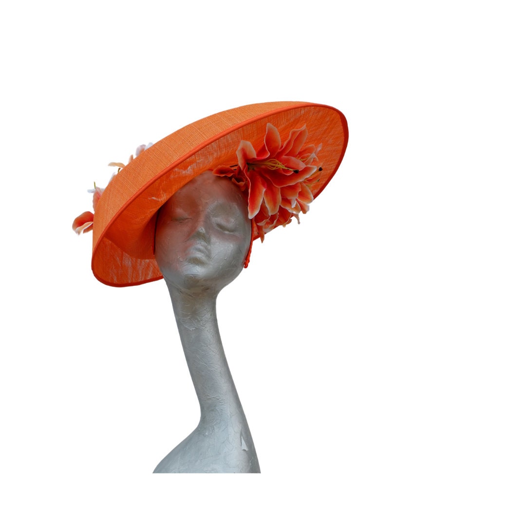Calypso - Large orange Hatinator with Lilies