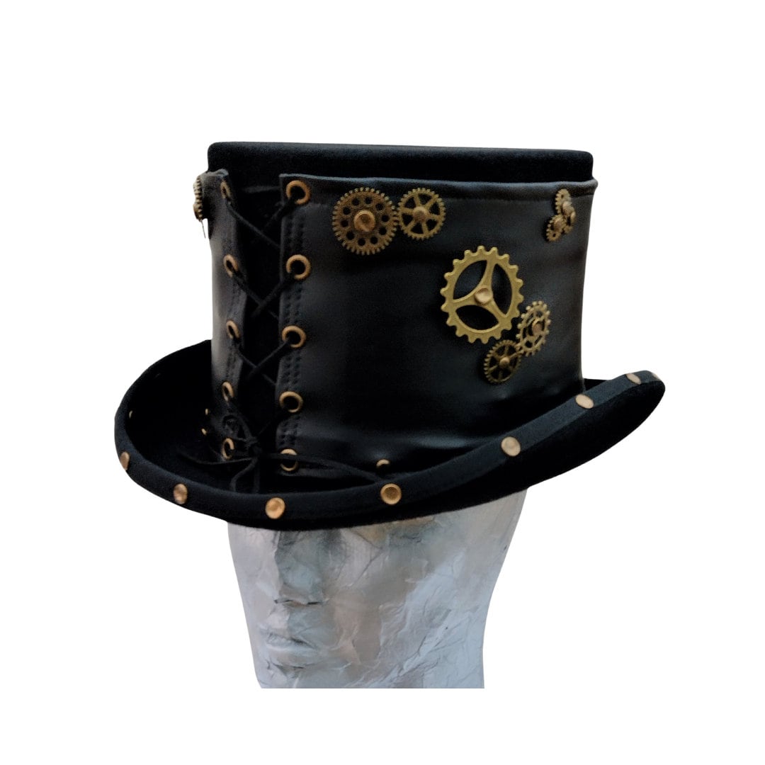 Black & Burnished Gold Steampunk Top Hat By Hats2go