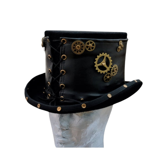 Black & Burnished Gold Steampunk Top Hat By Hats2go