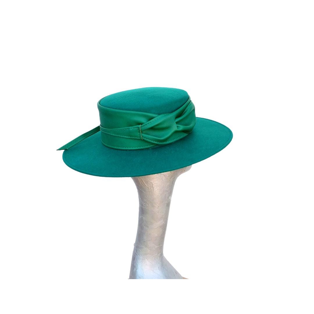 Arlo - Emerald Green Felt high crown Boater