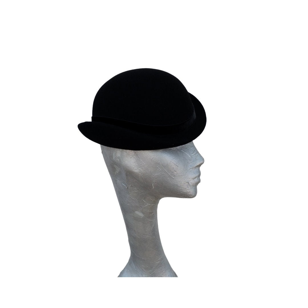 Derby - Black 40/50s style Bowler Percher hat