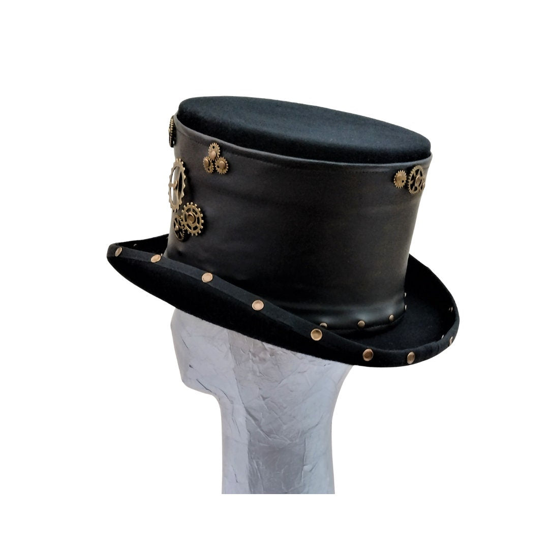 Black & Burnished Gold Steampunk Top Hat By Hats2go