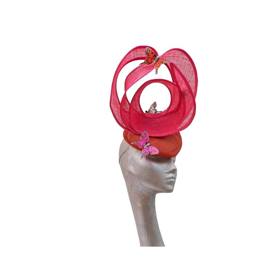 Flutterby - Orange & Cerise Fascinator By Hats2go Bespoke Millinery By Marie-Anne