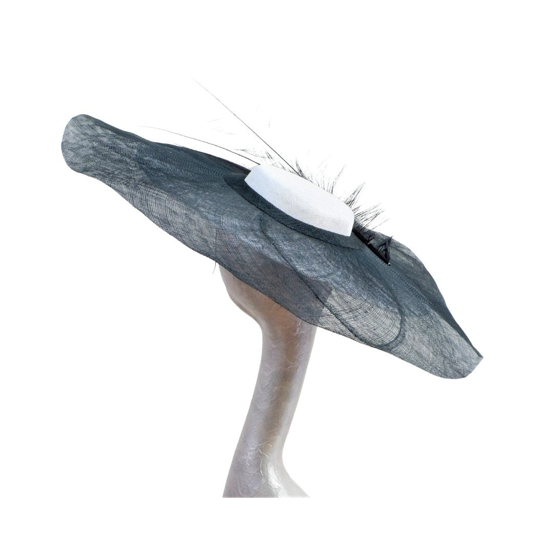 Charlie - Black & White extended Boater Hatinator