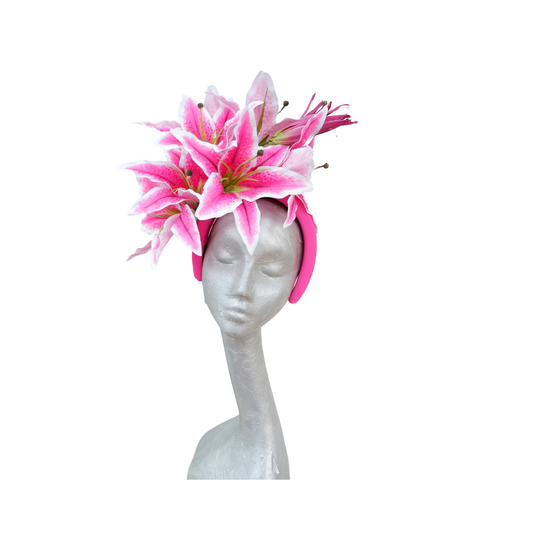 Stargazer- Pink & white Lily Headband Fascinator