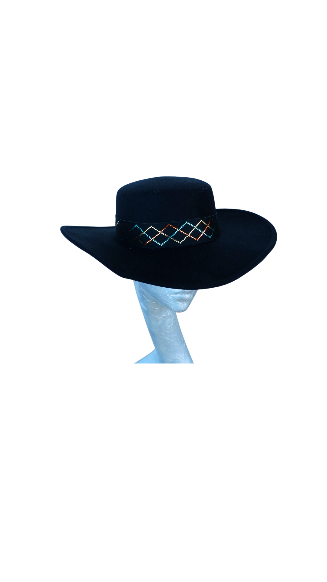 Tex - Black wide brim wool Fedora Hat