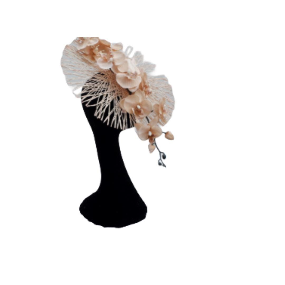Mimosa - Nude Feature Orchid Fascinator