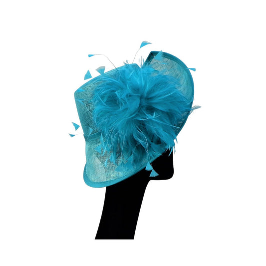Venus II -  irregular shaped hat in Peacock blue