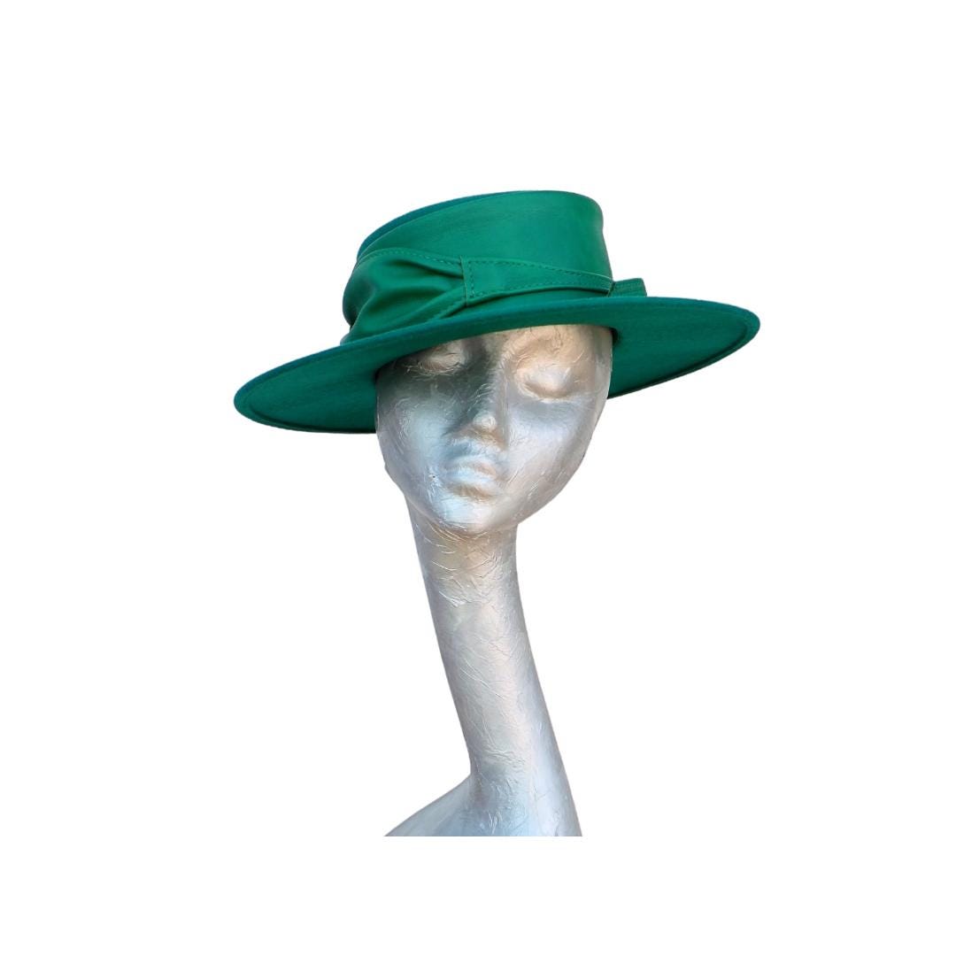 Arlo - Emerald Green Felt high crown Boater