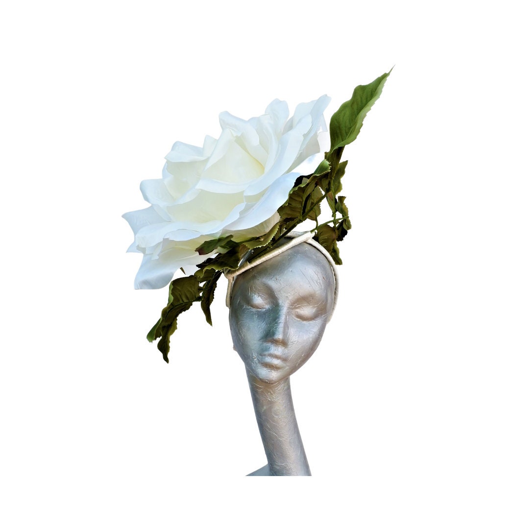 Liz - Large oversized 40cm Ivory rose fascinator
