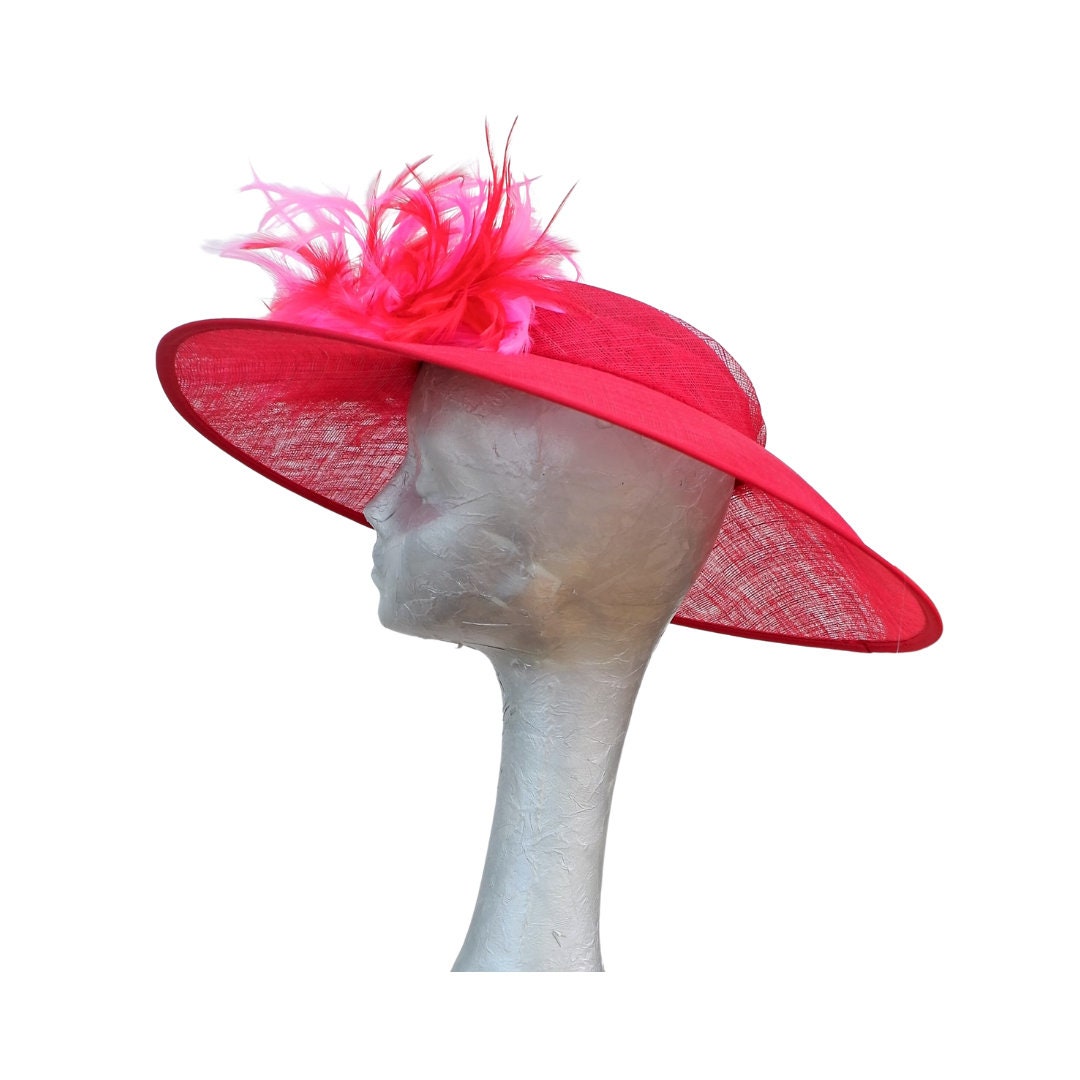 Fumi - Scarlet Red Coolie hatinator with Red & Cerise feathers