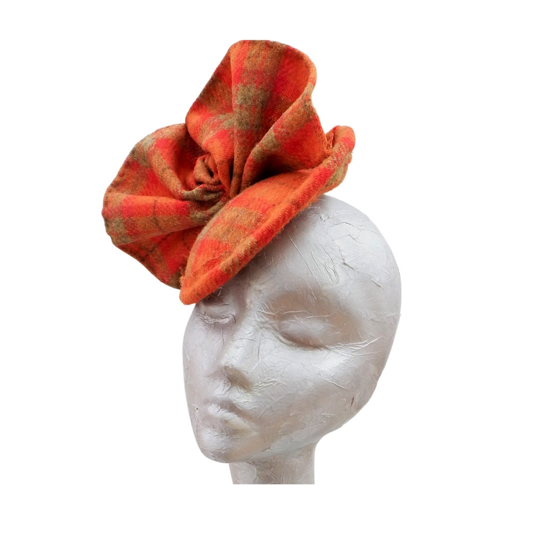Oban - Orange Genuine  Harris Tweed Cocktail hat