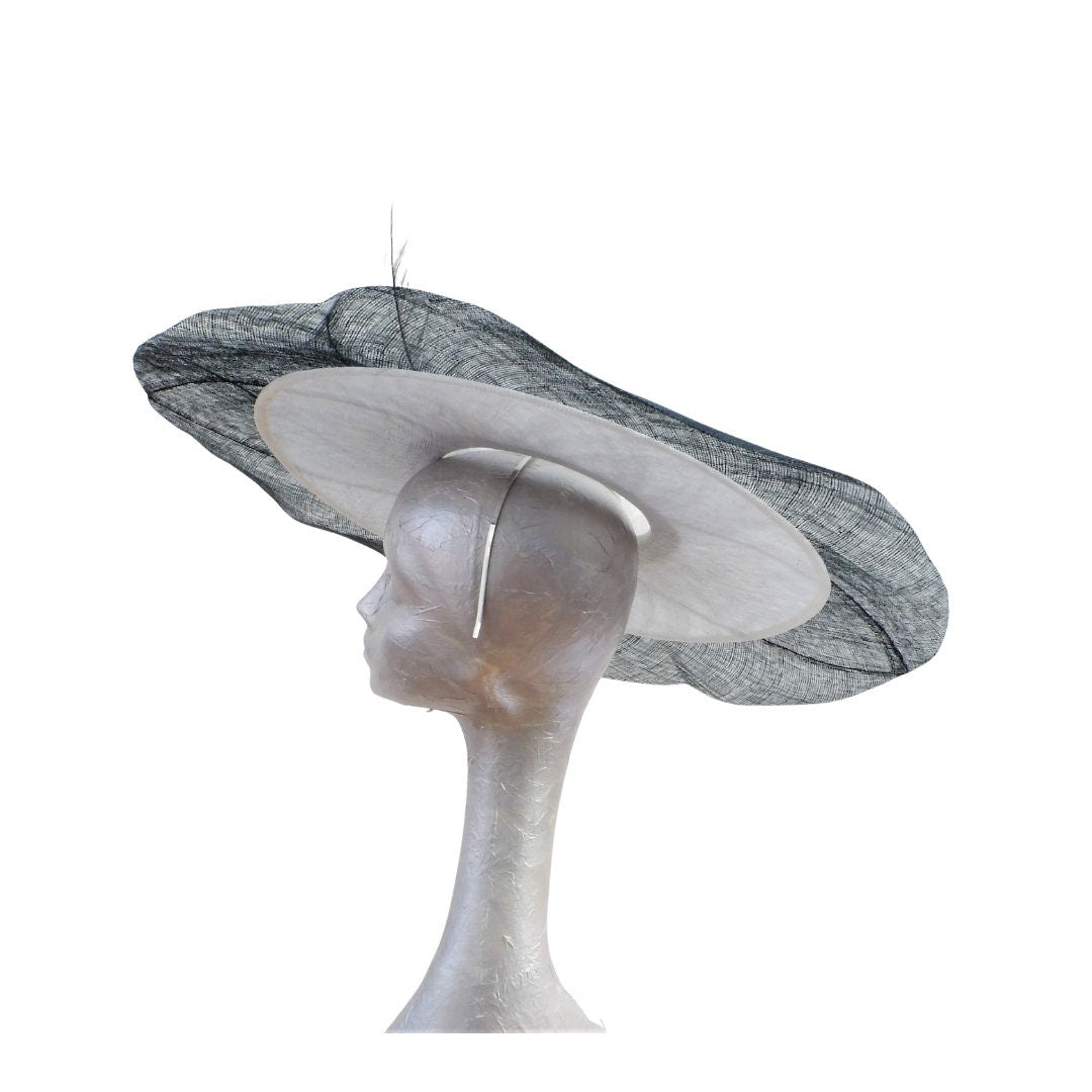 Charlie - Black & White extended Boater Hatinator