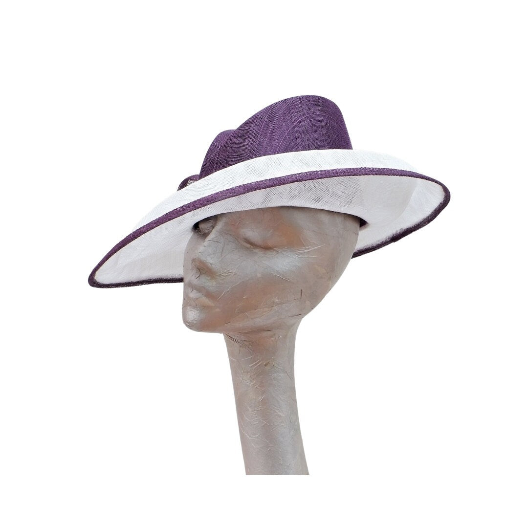 Grace - Plum purple & White Hat
