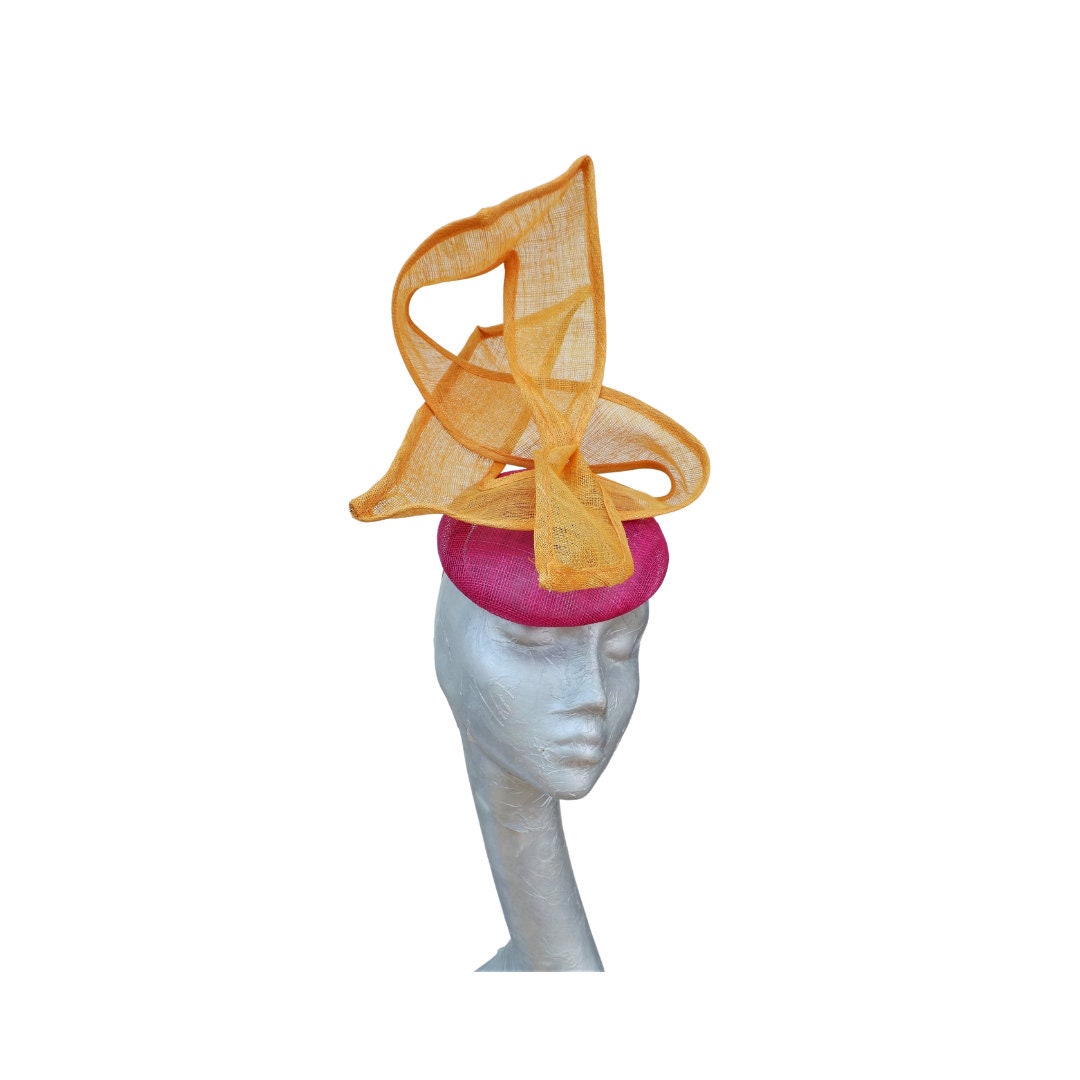 Twirl - Orange & Cerise Fascinator