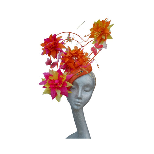 Orange, Pink,Lemon Heart headpiece