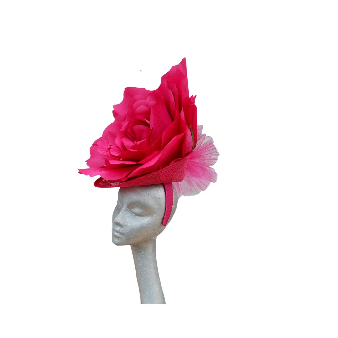 Lizzy 2- Giant oversized 50cm Hot Pink rose headpiece