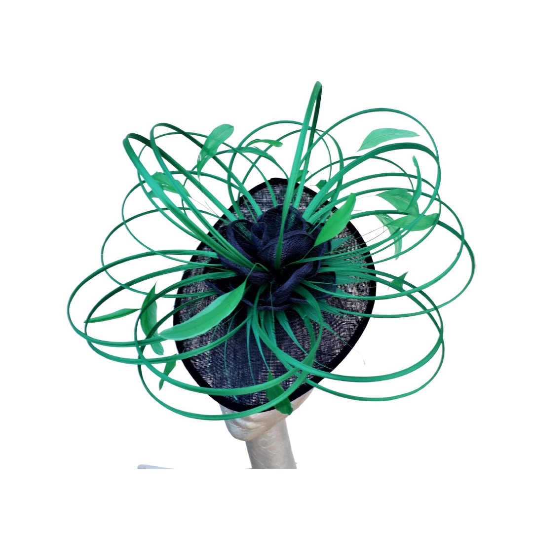 Ascot 2019 Hat in Navy & Emerald Green