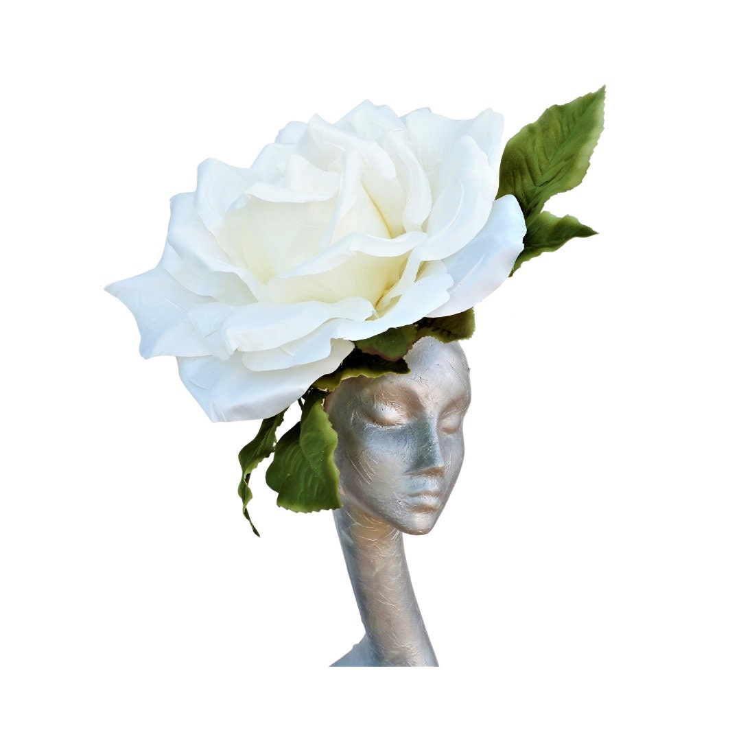 Liz - Large oversized 40cm Ivory rose fascinator