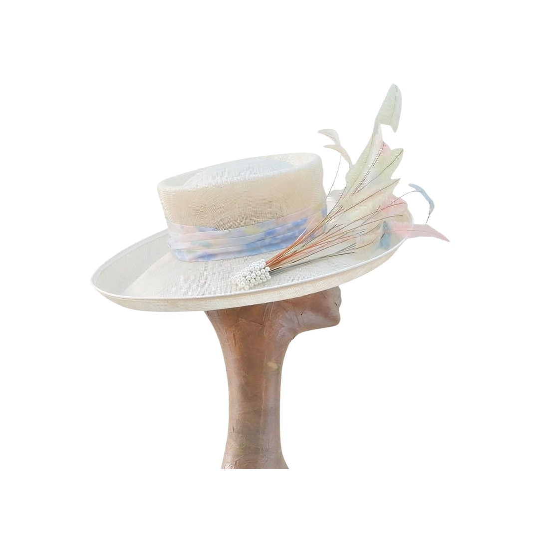 Orla - Ivory & Multi pastel Feature hat