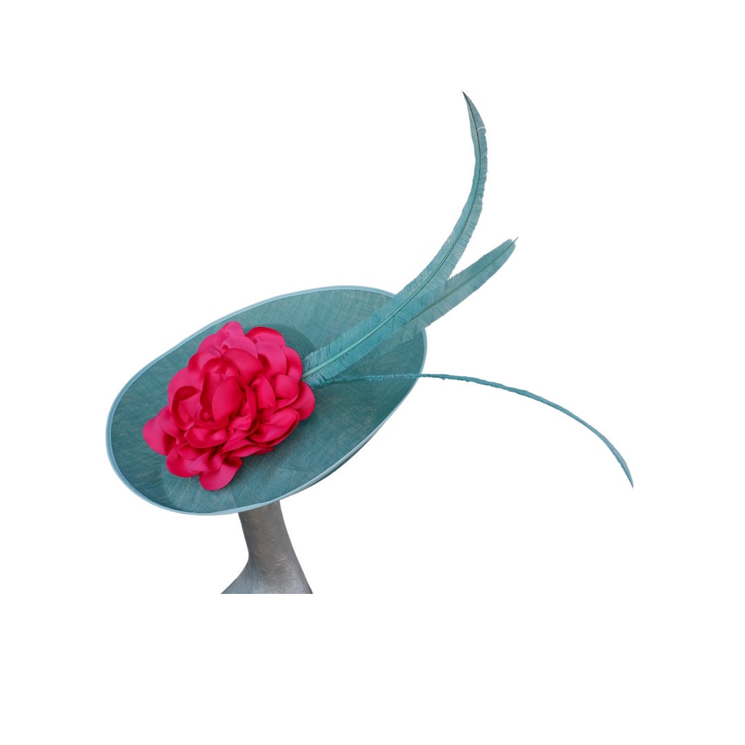 Sienna - Lagoon/Jade and hot pink  large sweeped brim hat
