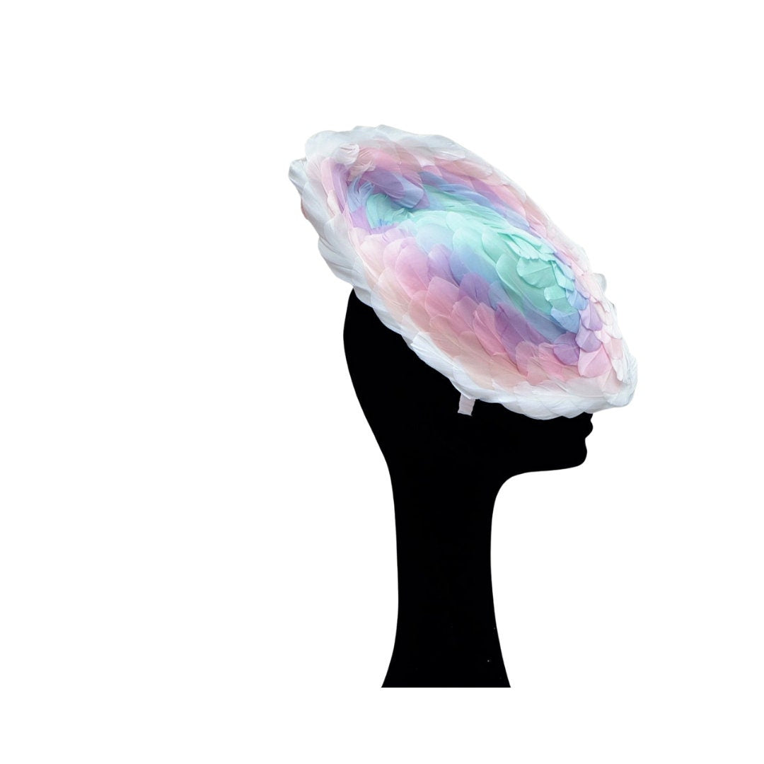 Emilie - Stunning Multicoloured Graduated Pastel feather fascinator/hatinator by Hats2go