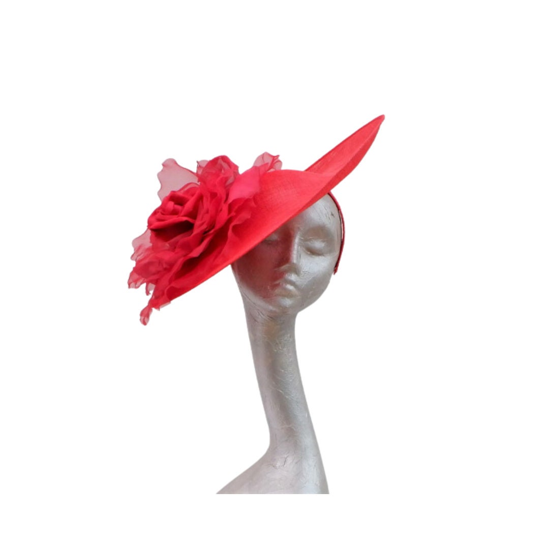 Sandy - Large Saucer Hatinator with 12" Silk Organza Rose 20+ Colours Available