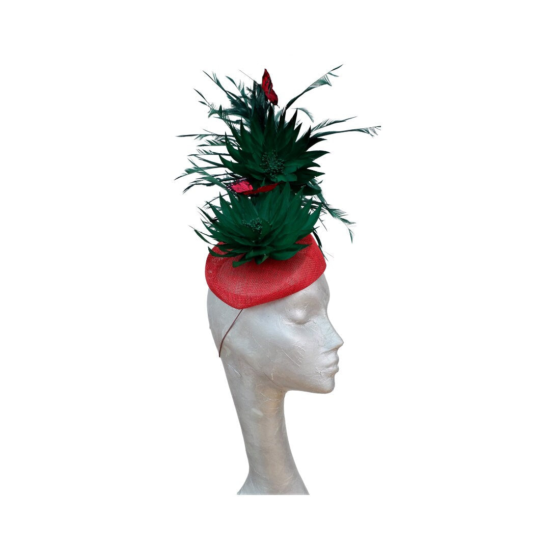 Kathy -  Red & Emerald Green Pillbox