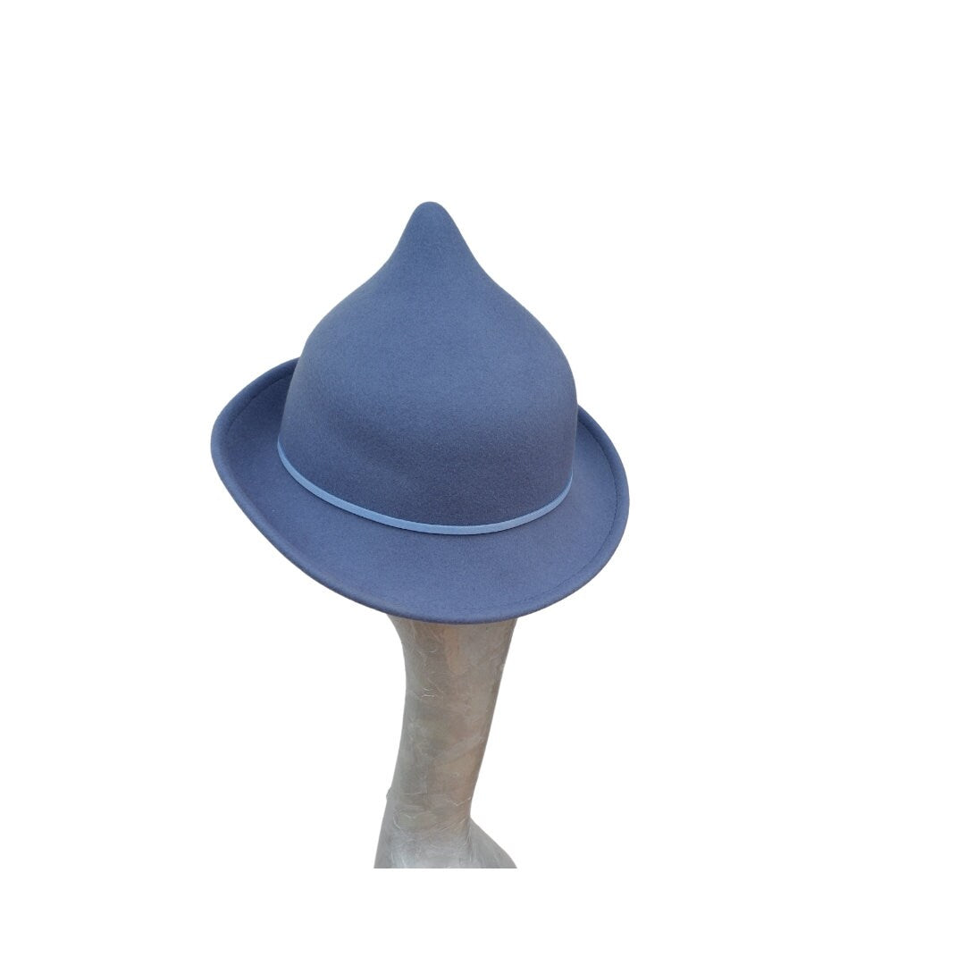 Luna - Blue Wool Felt Witches Hat