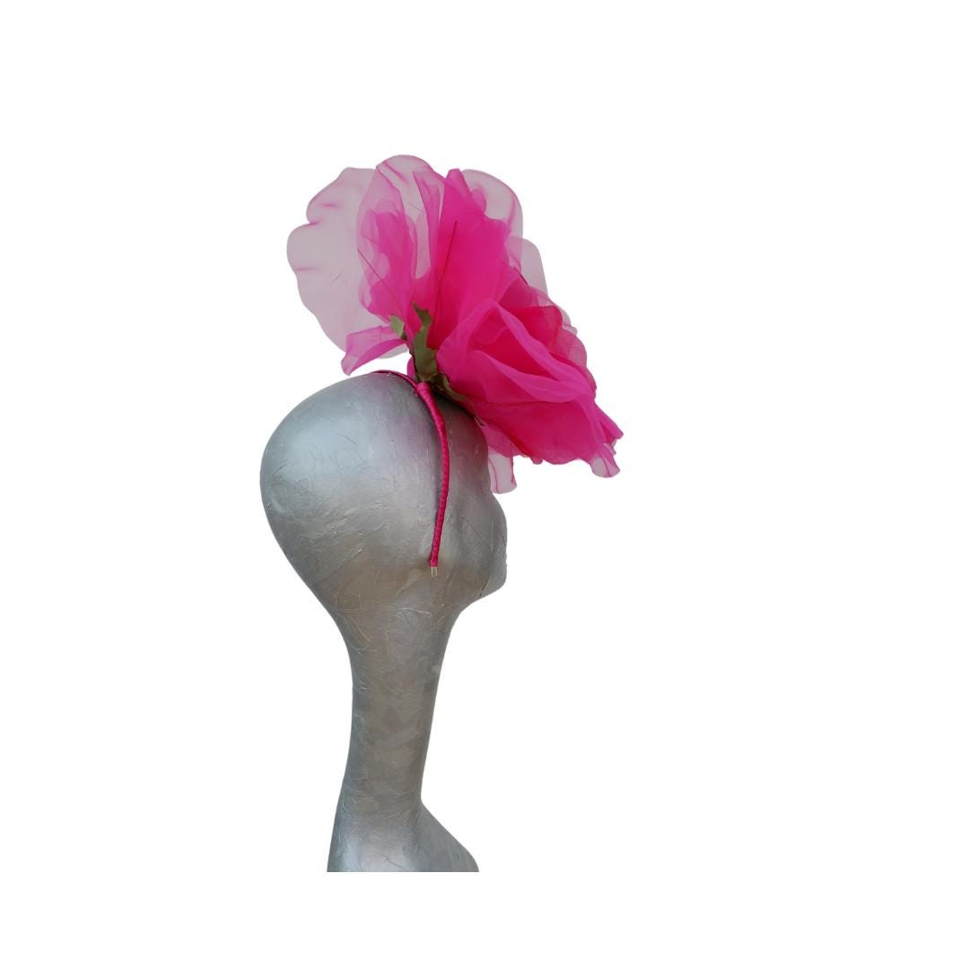 Ava--Magenta Ombre silk/organza 12" flower fascinator