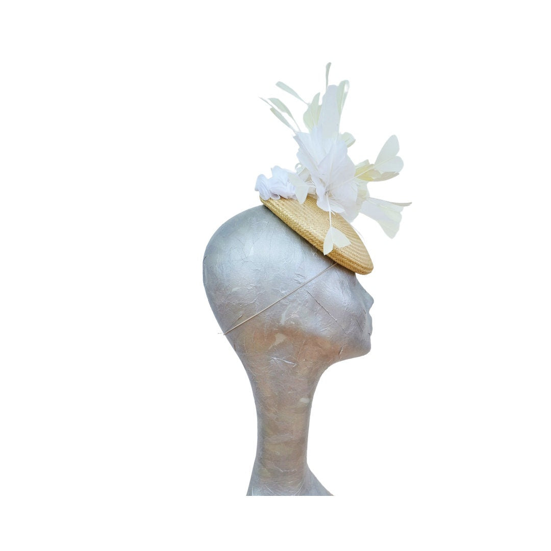 Sicily - Lemon & White Feather Buntal Pillbox