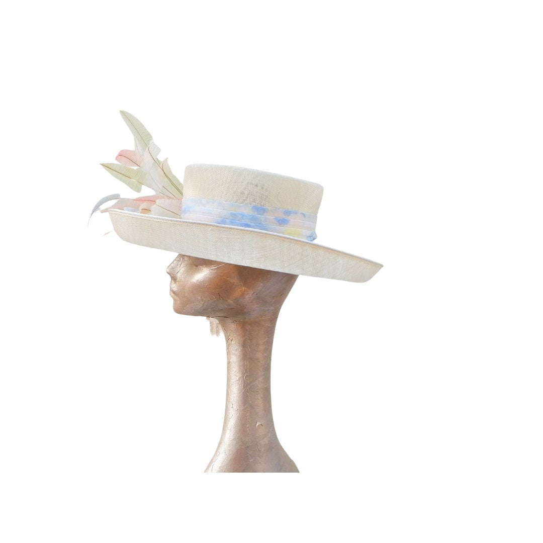 Orla - Ivory & Multi pastel Feature hat